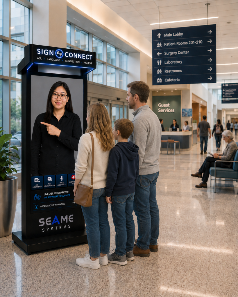 family using VRI in a hospital setting
